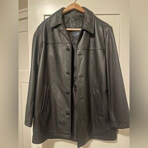 Brooks Brothers Black Leather Trench Coat